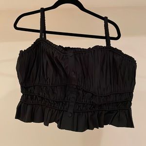 NWT J.Crew Black cinched waist cotton poplin crop top sz XL